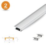 DUO Profile - Grey Recessed Aluminum Profile 2m