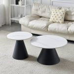 DOROTHY - Set of white coffee tables Φ80 + Φ60 - Image 2