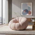 Puffy - Pink Boucle Lounge Chair - Image 2